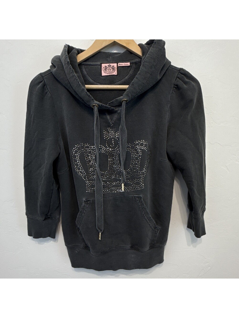 OG VTG Juicy Couture Made in America Hoodie Gray Rhinestone Crown Women's S